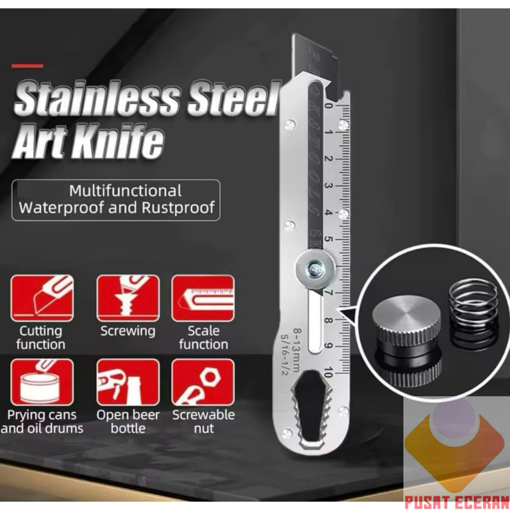 

pisau cutter 9in1 cutter multifungsi cutter penggaris cutter wrench pembuka baut