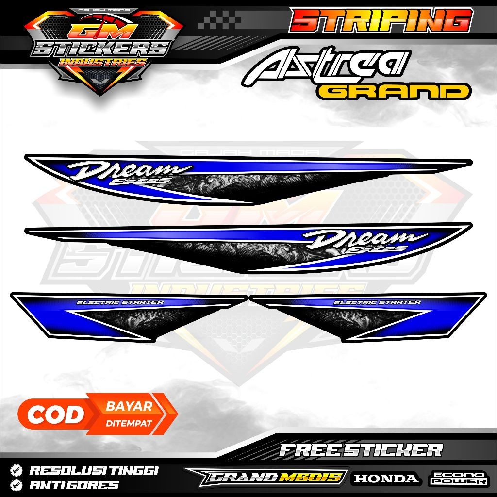 STRIPING STIKER VARIASI HONDA ASTREA GRAND BULUS SABIT K41