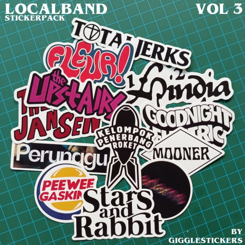 

Stiker Band Lokal Vynil Waterproof (Sudah diPotong + Glossy) 12 PCS Sticker Local Band