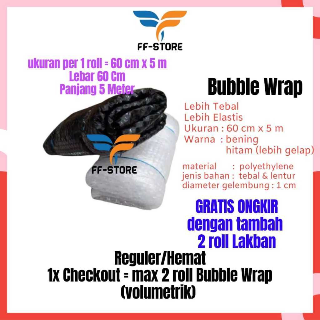 

[5Mx60Cm] Bubble Wrap Roll 60 cm x 5 meter Hitam Putih Bening Bubble Warp Packing Olshop