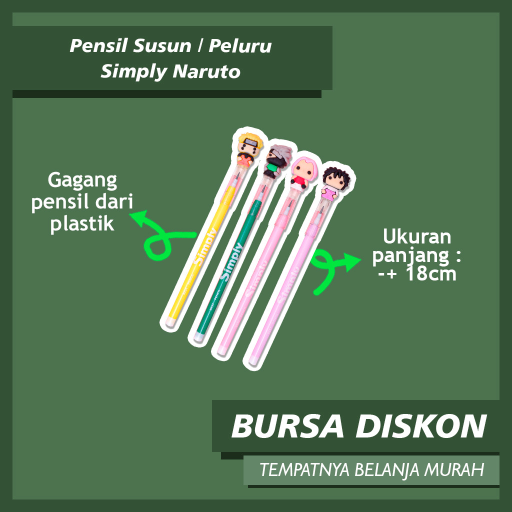 

Pensil Susun / Peluru Simply Karakter Naruto Sasuke Kakashi Sakura Pencil Anak