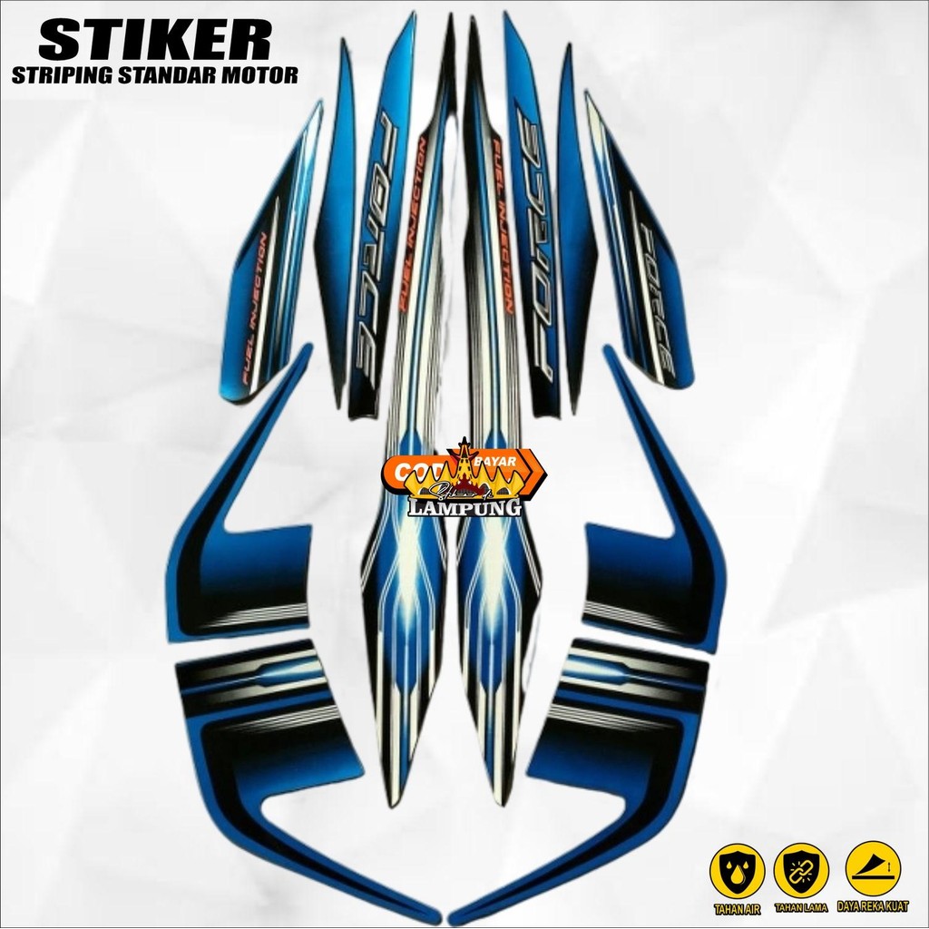 Striping Yamaha Vega Force 2013 2014 Hitam Biru Standar