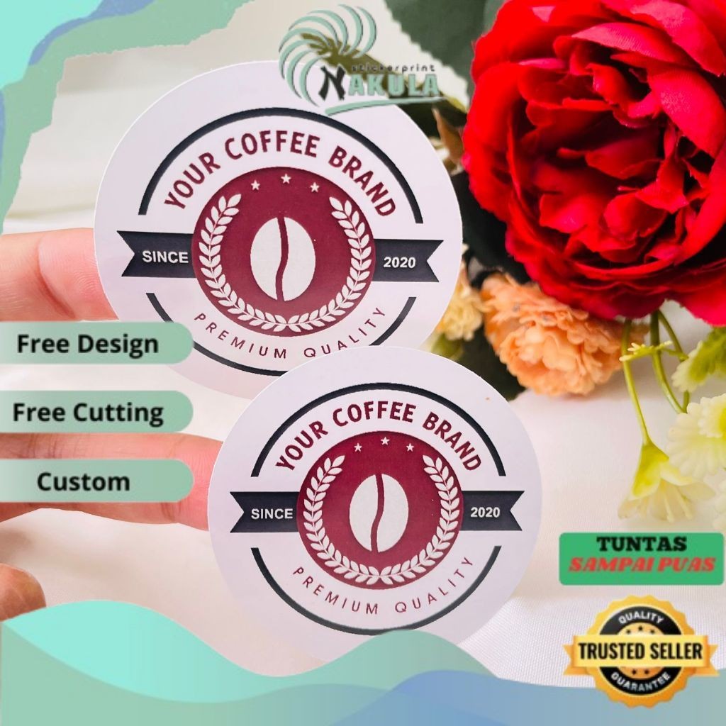 

NKL Sticker Print Cetak Label Murah Edisi Coffe Stiker Produk Kemasan Botol Cup Coffee Kopi Uk.Kecil