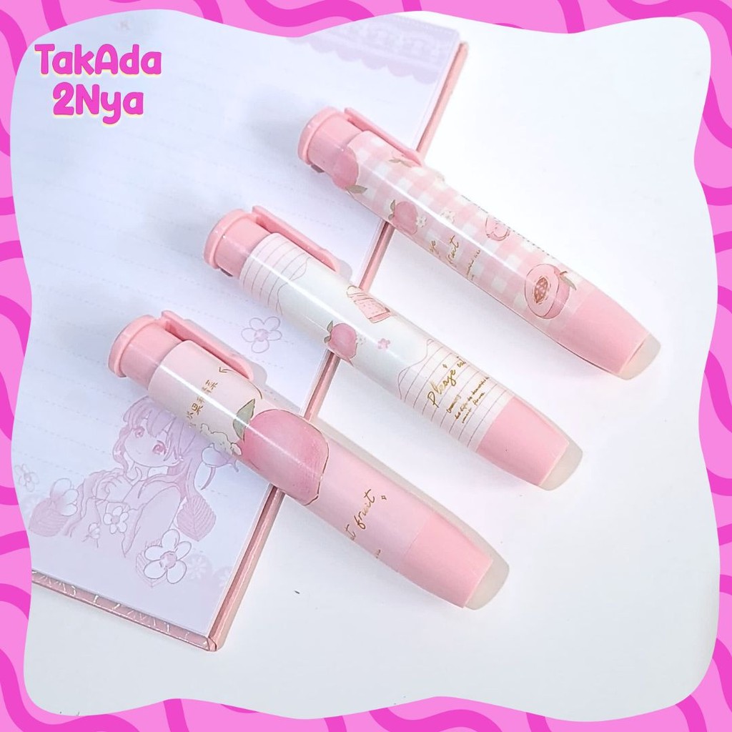 

Penghapus Mekanik Depressible Buah Peach Mechanical Eraser Hapusan Cetek Pastel