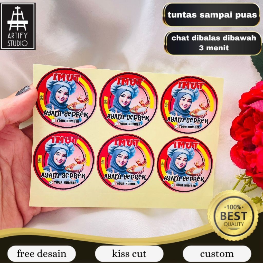Artify  Sticker Catering Ayam Geprek Stiker Free Desain Custom Nama Label Box Kardus Packaging
