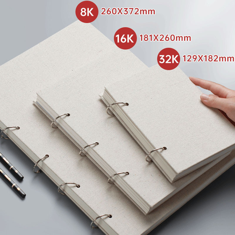 

Retro Spiral Sketchbook Linen Hardcover 120 Pages 160GSM Refillable Notebook for Art Drwaing Stationery School Supplies