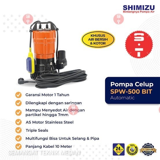 SPW500 POMPA CELUP RENDAM AIR KOTOR AUTO OTOMATIS SHIMIZU SPW 500 BIT