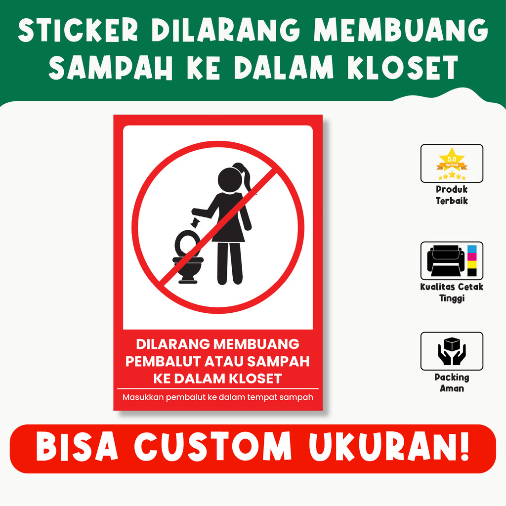

Sticker Stiker Dilarang Buang Pembalut ke Dalam Toilet