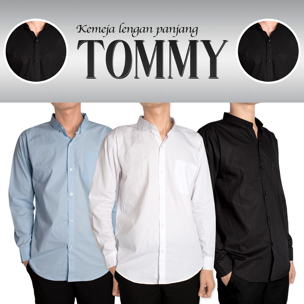 kemeja Tommy Polos Pria Lengan Panjang Kemeja Cowok Formal Kemeja Kantor Kemeja Kerja - FortKlass