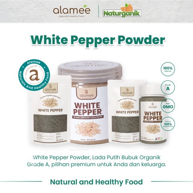 

ALAMEE Lada Putih Bubuk White Pepper Powder Merica Whitepepper Bumbu Dapur Instan Organik Naturganik