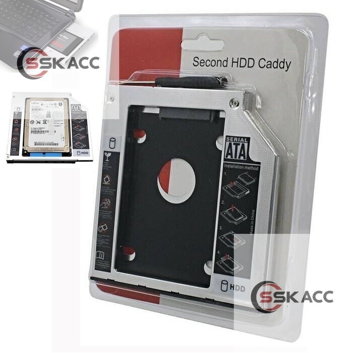 SSD HDD Caddy Slim Tebal 9.5mm 12.7mm SATA DVD Slot Hardisk Hard disk SSKACC-KOMPUTER