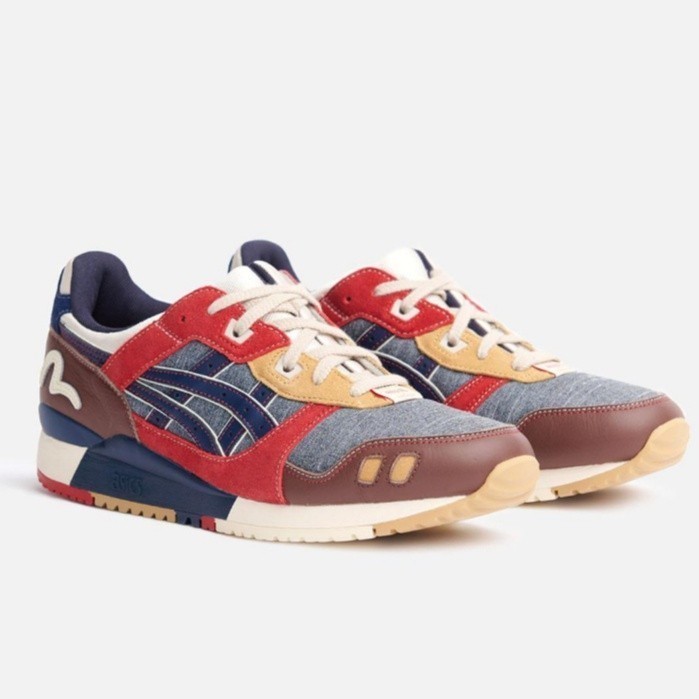 EVISU x ASICS GEL-LYTE 3 Denim Red Navy 100% Original BNIB