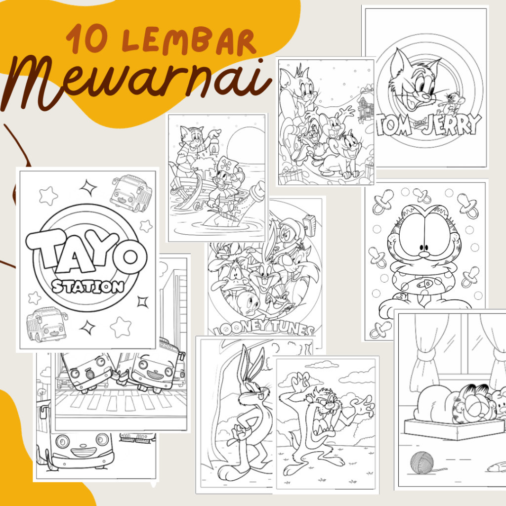 

Buku mewarnai coloring whorkseet Part2 10pcs lembar A5