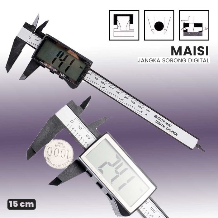 

GMGY Jangka Sorong Digital LCD Vernier Caliper 3 Buttons 15cm SH20