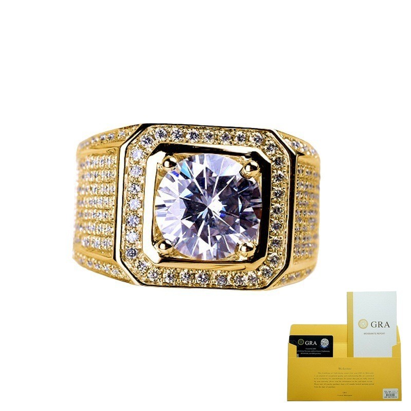 (With Gra Certificate) Cincin Moissanite Pria Cincin Emas 18K
