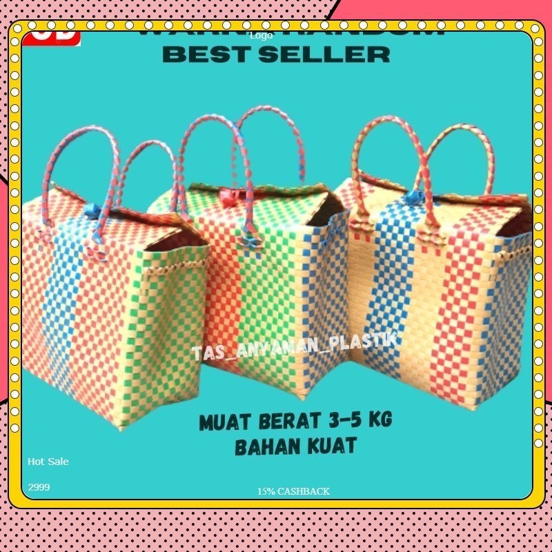 READY STOK Tas Anyaman Souvenir Belanja Custom Anyam Plastik Tas Hajatan Parcel Lebaran Pakai Tutup 