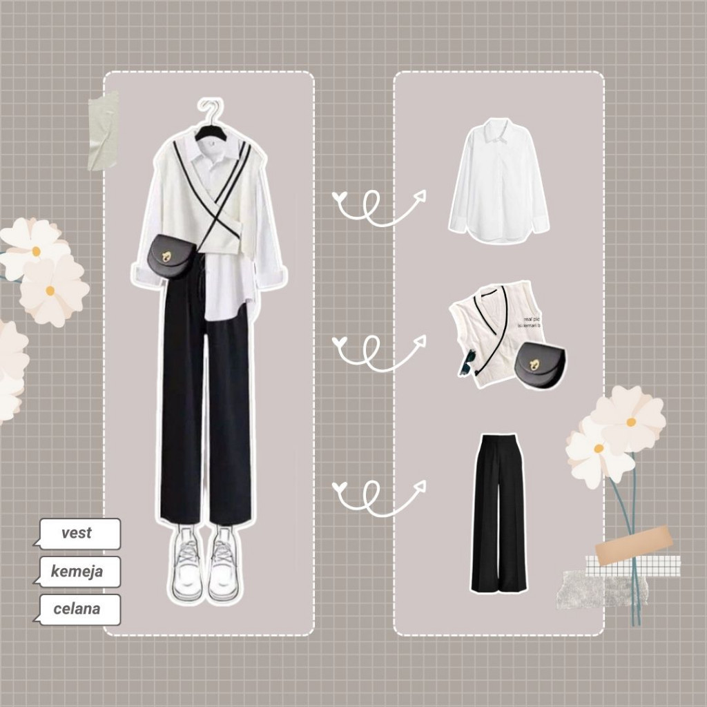Setelan Wanita BKK Stuff retro NEW ARRIVAL - Set 16b // Seoul Chic Ensemble One set outFit korea/ ko