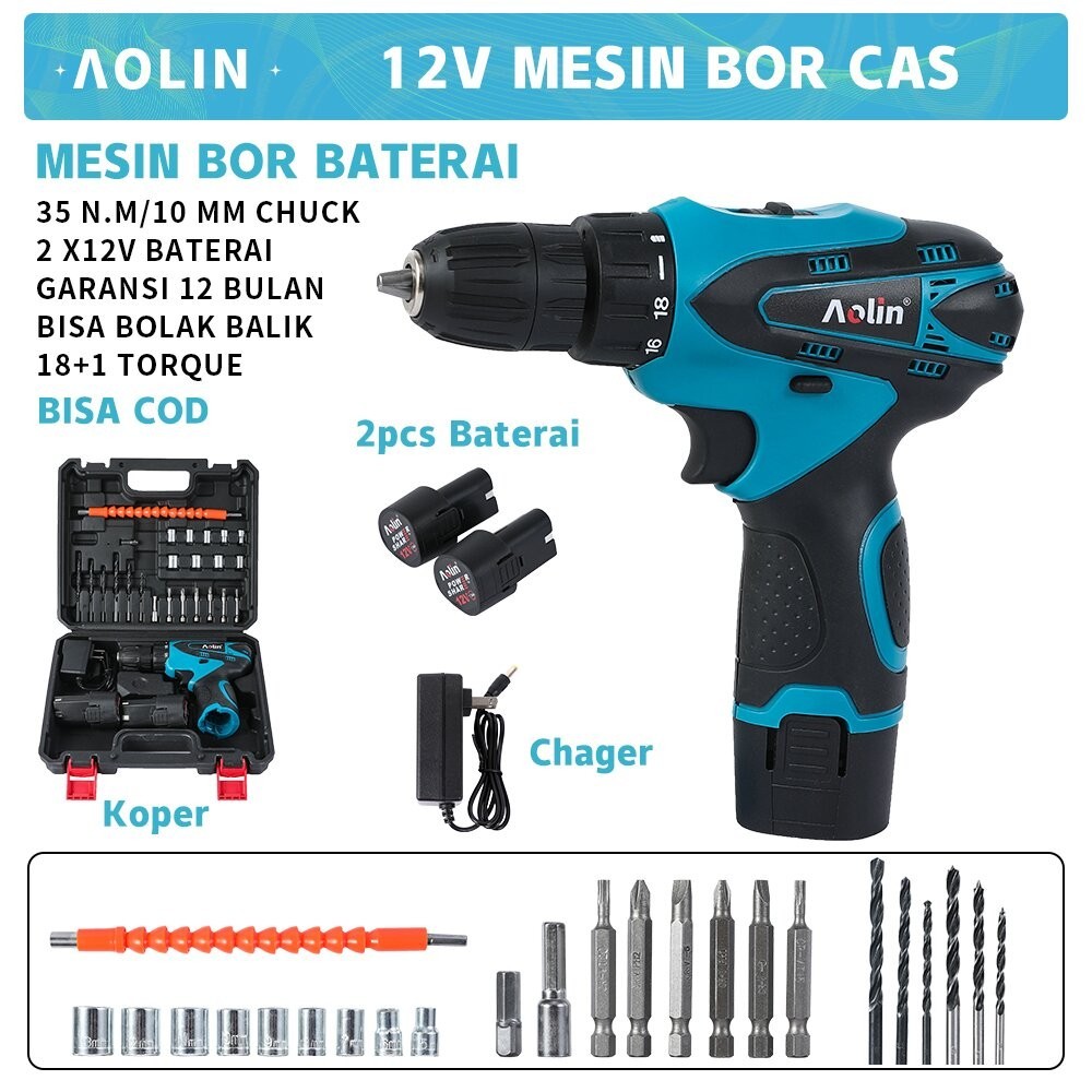 12V bor baterai bor jld 2baterai bor cas 1 set lengkap murah mesin bor tangan bor listrik include To