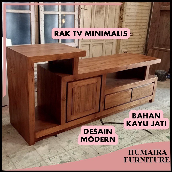 Rak Tv Minimalis Modern Bahan Kayu Jati Bupet Tv Minimalis Meja Tv Kayu Jati [NEW]