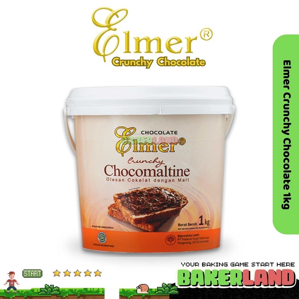 

Elmer crunchy chocomaltine 1kg / Elmer chocomaltine / Selai Roti Bakar / Toping Roti / Selai Roti / Selai Coklat / Olesan Roti