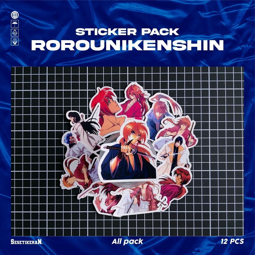 

COD✨ Sesetikeran Pack Anime Rurouni Kenshin Lucu Sticker Cute Keren Untuk Koper Laptop Skateboard