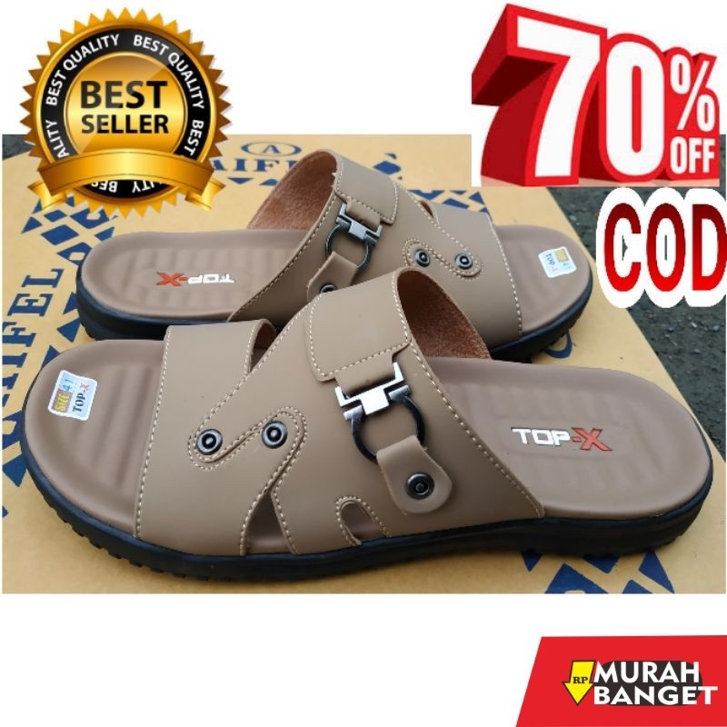 Sandal rumah laki laki- Sandal Selop Cowok Sandal Slop Kulit Pria Model Slide - Sendal Selop Bahan K