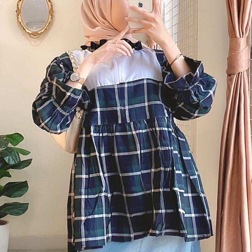 Maydee Atasan Wanita Maudy Blouse Wanita Flanel Tunik Wanita Casual/ GAMIS MODEL BARU MURAH