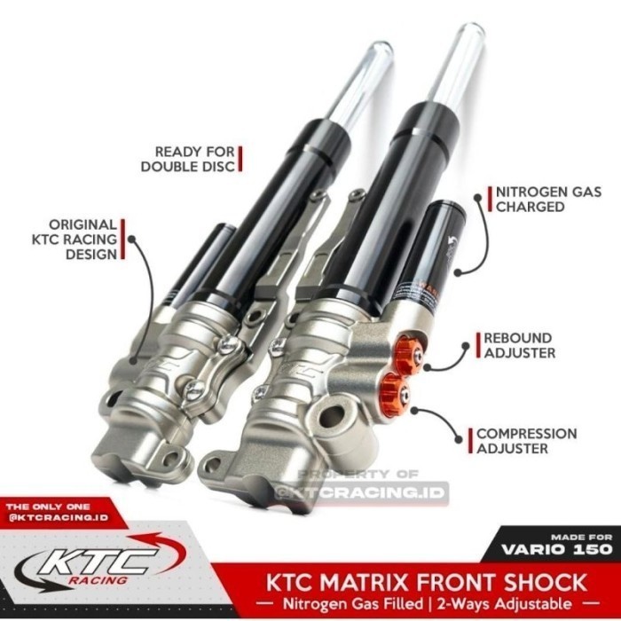 tabung shock depan KTC RACING VARIO 125 BEAT FI VARIO 125/150 SCOOPY