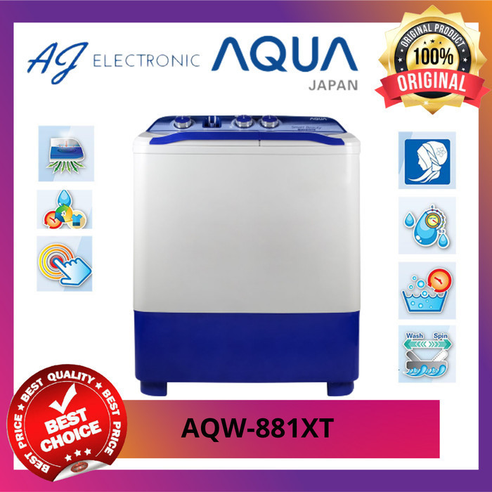 AQUA Mesin Cuci 2 Tabung 8KG QW-881XT / QW 881 XT / QW881XT