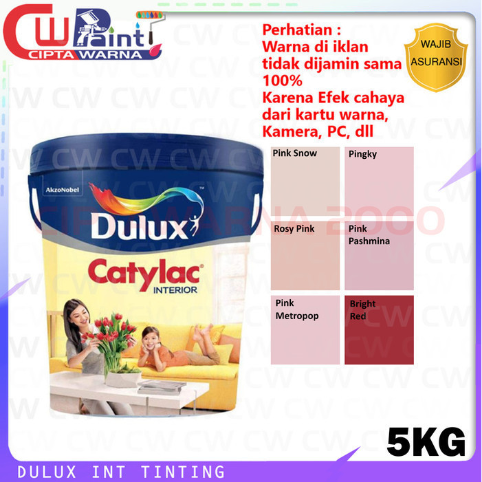 Dulux Catylac Tinting Cat Dinding Tembok Interior Merah Red Pink 5 Kg - CWK