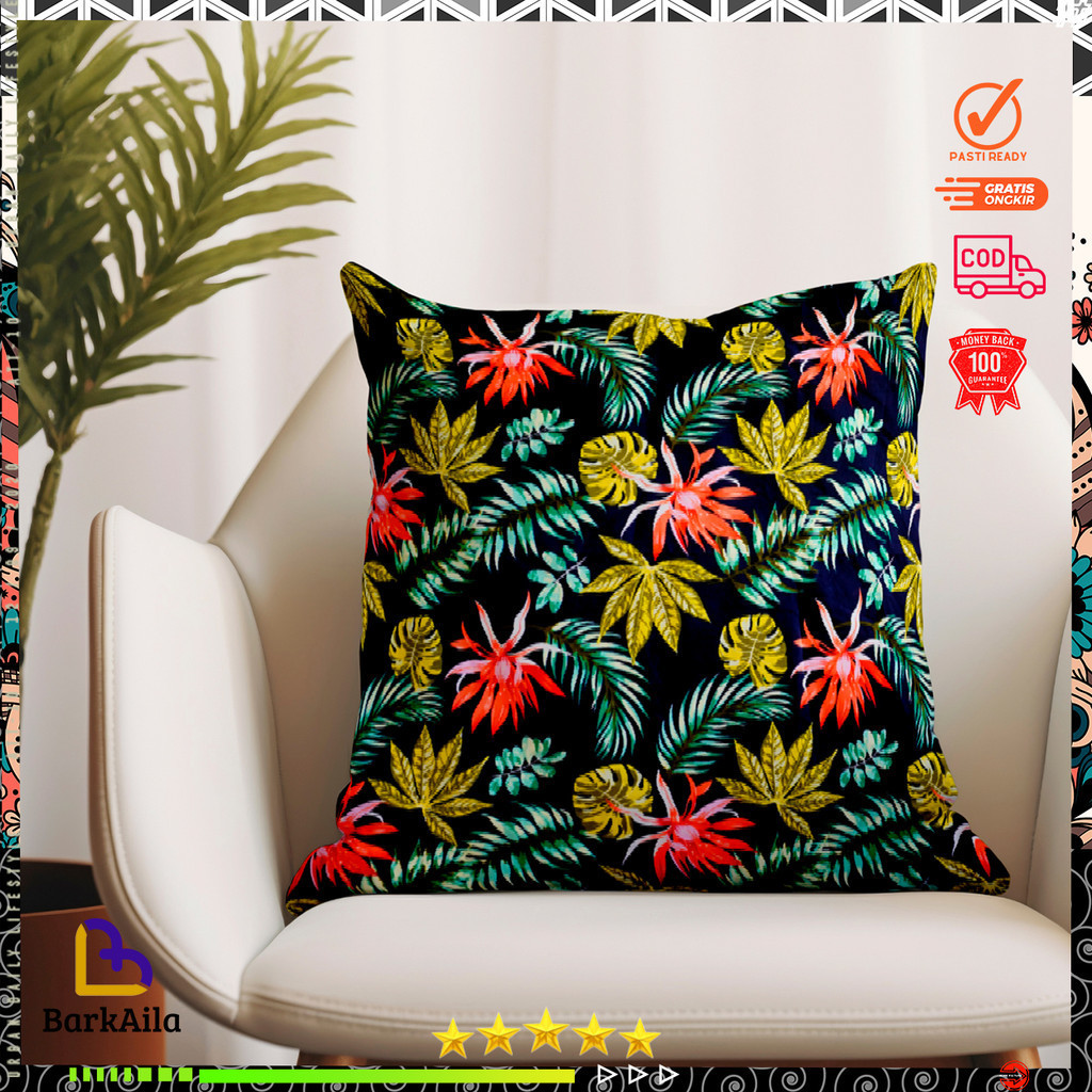 Sarung bantal kursi/Sofa Resleting Motif Bunga Aesthetic Sarung Bantal Sofa