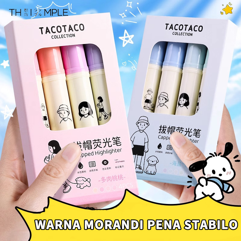 

1-4MM Highlighter 4PCS/BOX /Stabillo Warna/Stabilo isi 4 warna pastel-Thimple