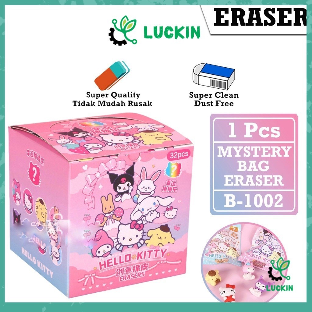 

luckin (1 Pcs)Penghapus Pensil Mystery Bag / Eraser Karakter Sanrio Cute Eraser Blind Box Blind Bag / Mystery Box Penghapus Tulis Lucu Motif Sanrio