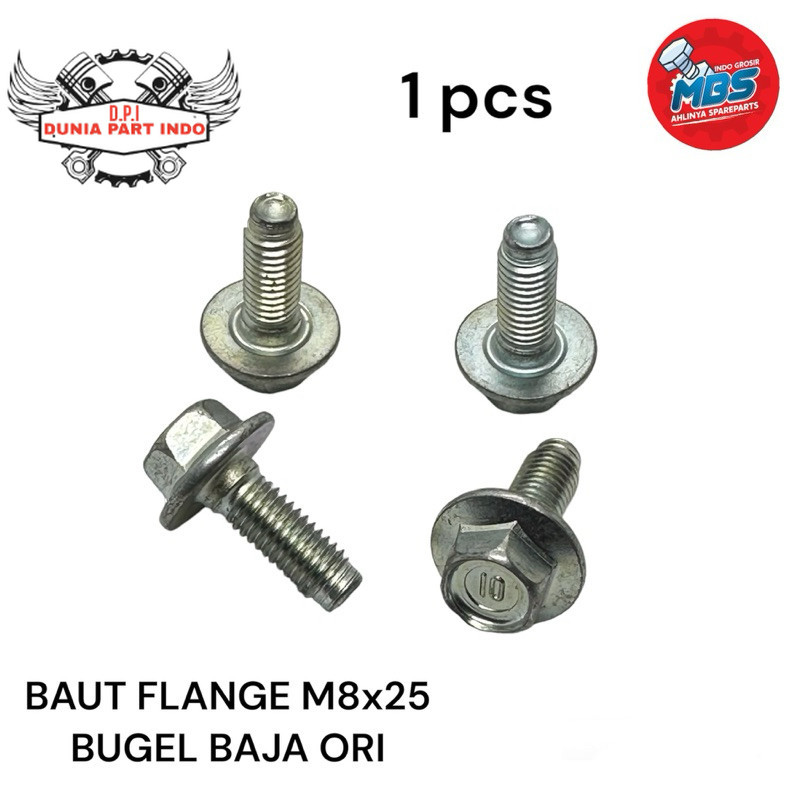 BOLT M8x25mm BAUT 12 FLANGE ORIGINAL BUGEL BAUT 12 TOPI BAJA