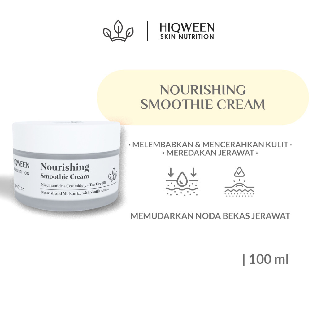 Hiqween Nourishing Smoothie Cream - Moisturizer Mencerahkan Wajah | Melembabkan | Mengatasi Jerawat 