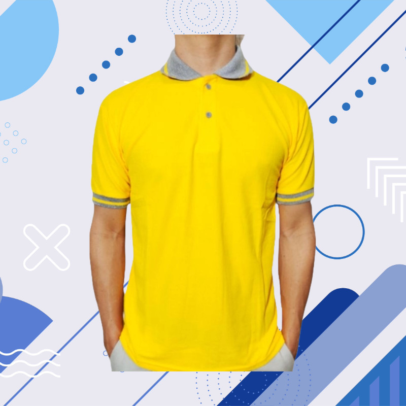 KAOS POLO SHIRT LENGAN PENDEK KERAH KOMBINASI BAJU PRIA WANITA POLOS WARNA HITAM PUTIH COKLAT L KUNI