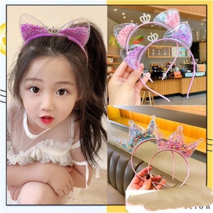 [oddsolshop] pekanbaru/Bando Anak Lucu Bentuk Telinga Hewan Bando Glitter Anak Bentuk Mahkota