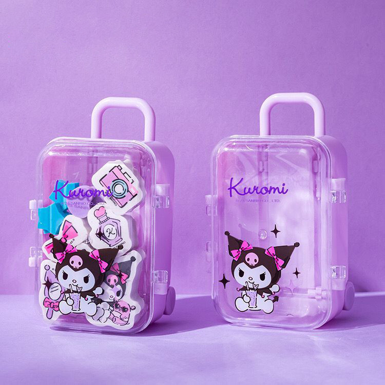 

D3W! [MIDORI] 1Set SUITCASE ERASER KOPER Cartoon Cute Kuromi Cinnamoroll Melody Hello Kitty