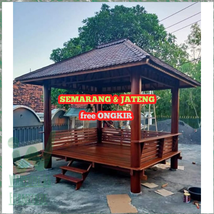 Gazebo Kayu Kelapa Polos | Gazebo Taman Kayu Kelapa