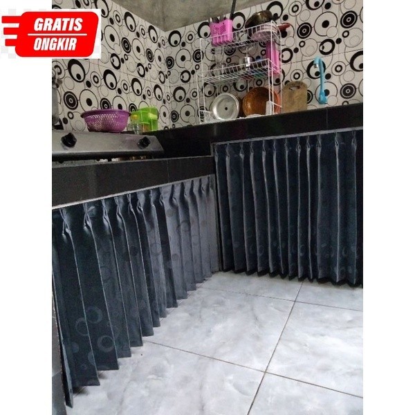 GORDEN,HORDENG,TIRAI MEJA KOMPOR/GORDEN KOLONG DAPUR MOTIF PULKADOT