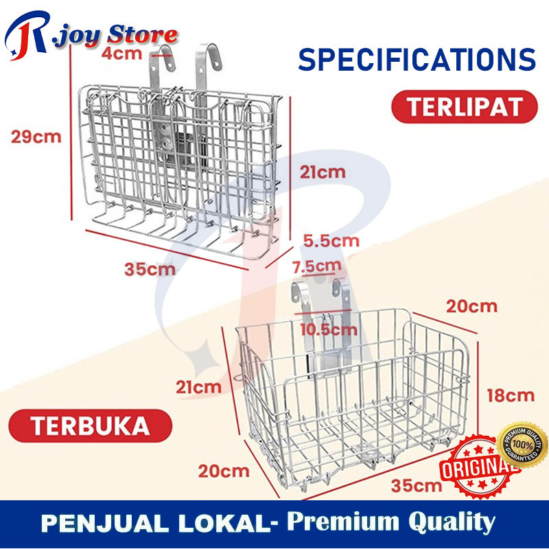 RB R.joy Keranjang Sepeda Lipat Foldable Basket Untuk Sepeda Dewasa MTB Seli Lipat Aksesoris Sepeda