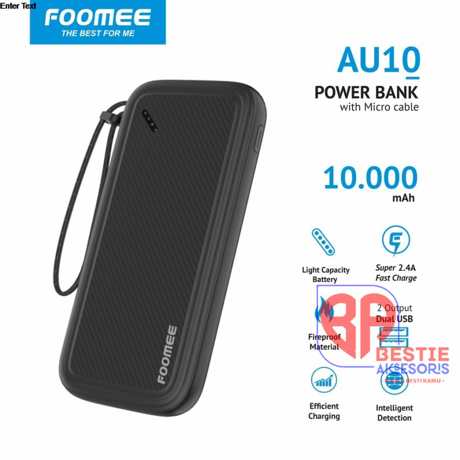 FOOMEE AU10 power bank 10000 MA lamp display plastic Original Foomee