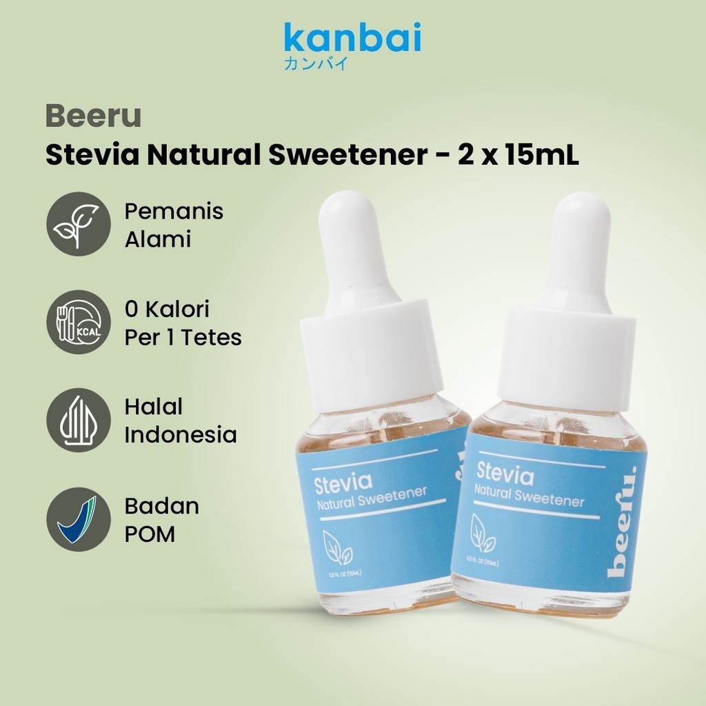 

Pemanis Alami Tanpa Kalori Beeru Stevia Paket Dobel 15ml + 15ml