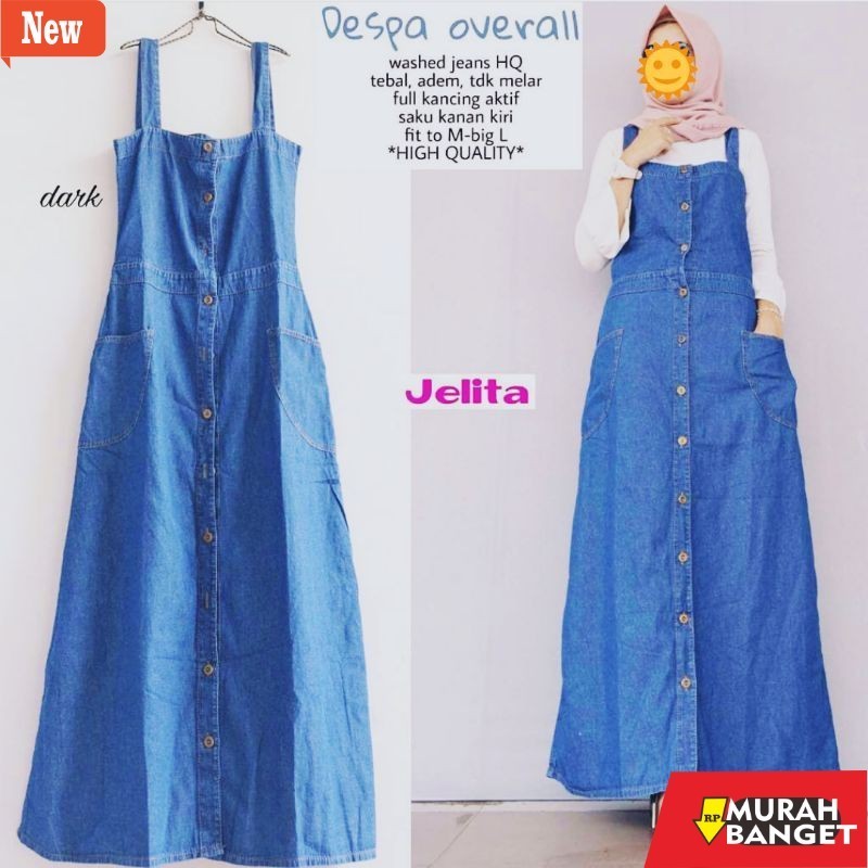 Jumpsuit Wanita Kekinian Baju Overall Rok Jeans Panjang Modern Wanita Remaja Kekinian Busui Full Kan