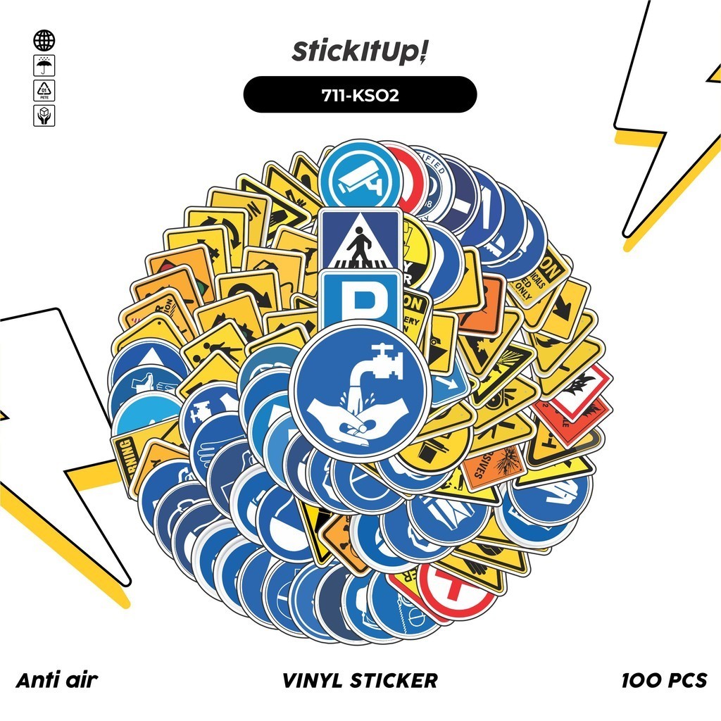 

COD✨ 100 Pcs Stiker Pack KUSO Warning SIgns V2 Lucu Aesthetic Vynil Waterproof untuk Freebies Sticker Buku Journal Casing HP Laptop