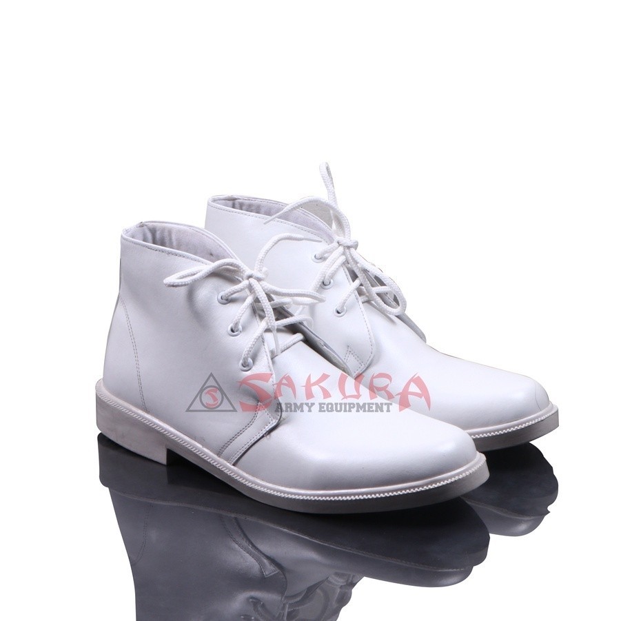 PROMO Sepatu PDH Putih Kulit BT 03 Doff Sepatu Upacara Putih