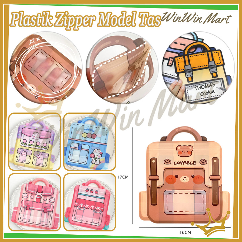 

Plastik Bingkisan Snack Bentuk Ransel/ Plastik Zipper Model Tas Lucu/Kemasan Cookies Candy 3D Cute