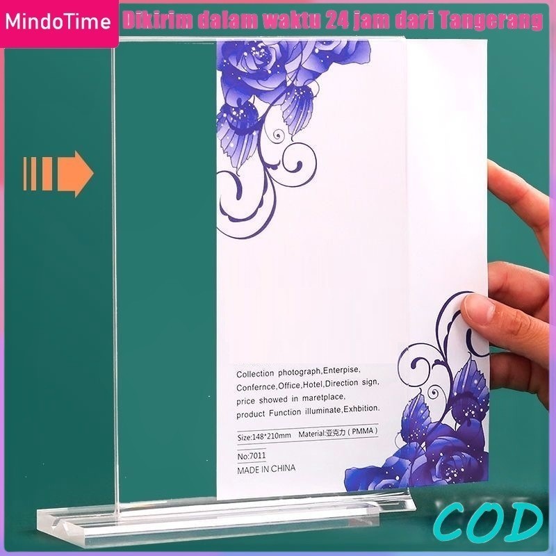 

Tempat Brosur Akrilik A5/Dudukan Layar Persegi Panjang Transparan/Tent Card Holder Qris Barcode COD