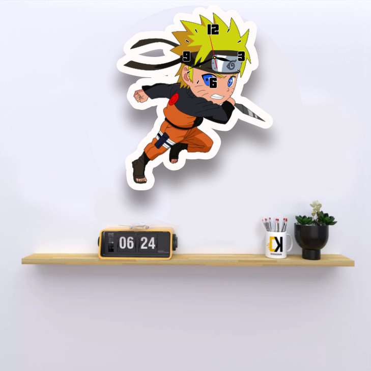 KARIMIKA Jam Dinding Unik Aesthetic LED Gambar Anime NARUTO KIDS CHIBI