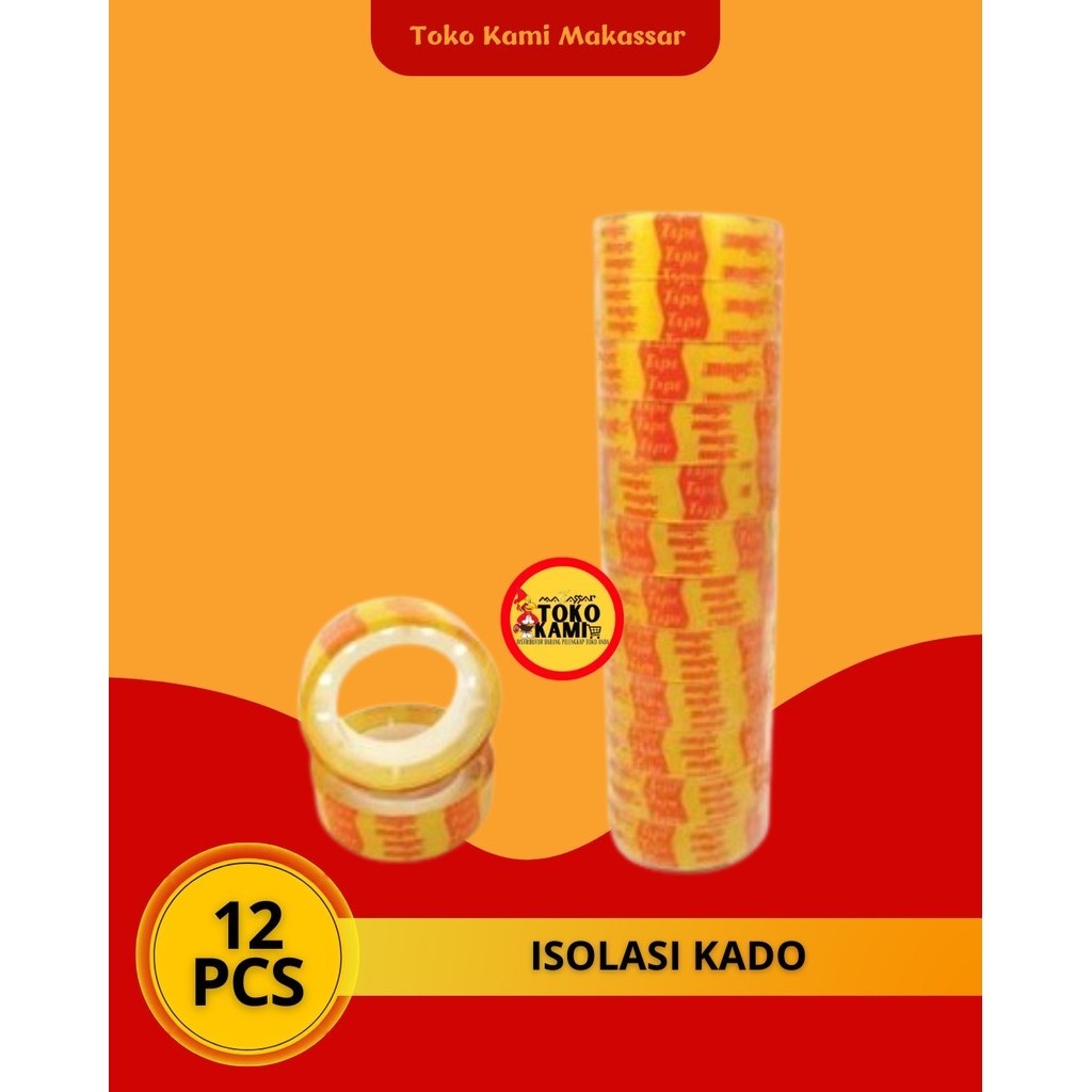 

1 Slop isi 12 pcs Selotip kado m2000 isolasi 12mm / solasi Hadiah kecil Solatip